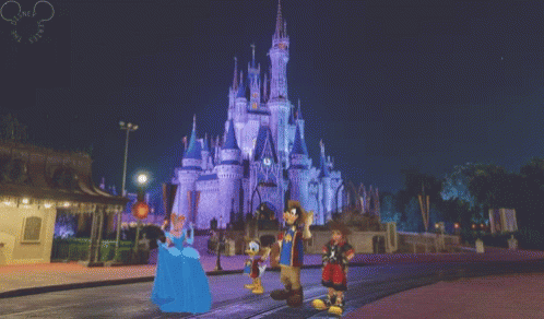 Disneyland Characters Dances On The Street GIF