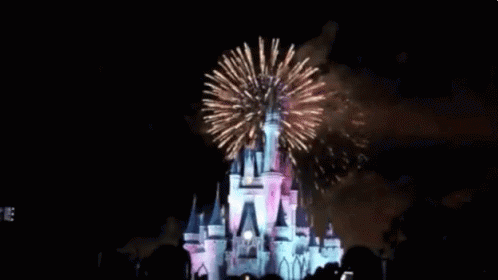 Disneyland Colorful Fireworks At Night GIF