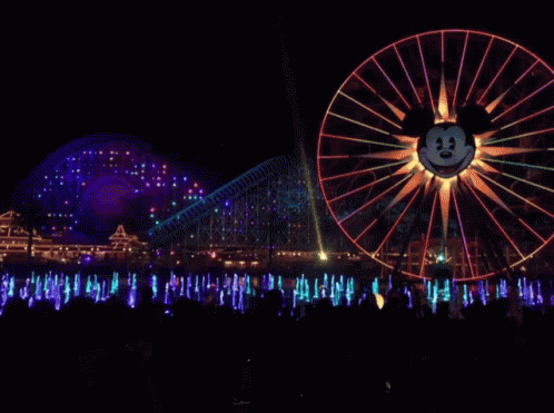 Disneyland Colorful Lights At Night GIF
