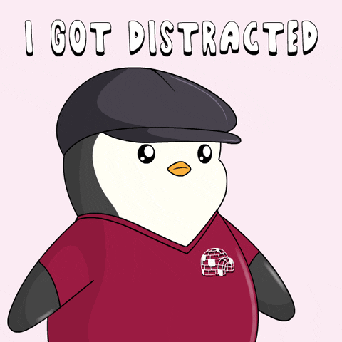 Distracted Pudgy Penguin Chased Bee GIF