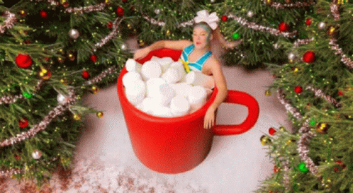 Dive In Red Marshmallow Cup GIF