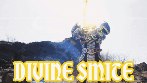 Divine Smice Is Written On A Poster With A Robot GIF