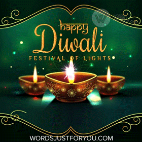 Diwali Greeting Card With Three Lit Candles GIF