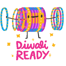 Diwali Ready Sticker With Colorful Object and Numbers