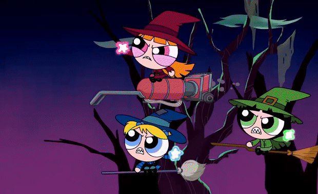 Dizzy Powerpuff Girls Hit The Tree GIF