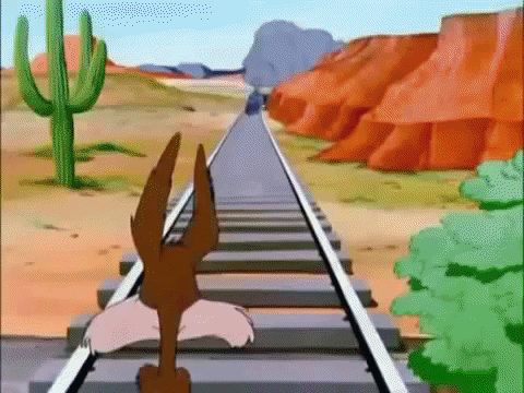 Dizzy Wile E Coyote Train Ran Over GIF