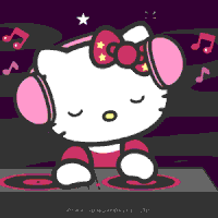 Dj Hello Kitty Playing Music GIF