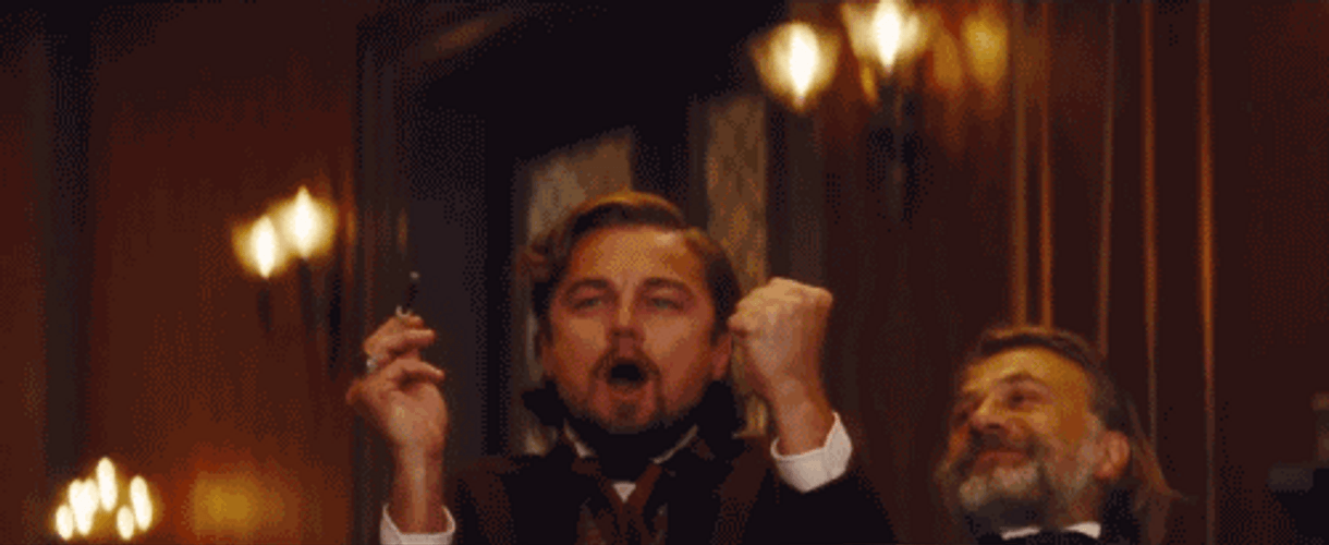 Django Leonardo DiCaprio Celebrating GIF