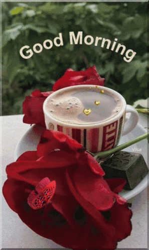 New Good Morning Flower And Hot Coffee GIF