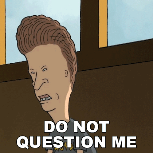 Do Not Question Me Butt-Head GIF