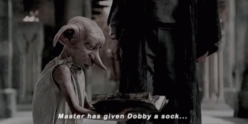 Dobby Is Free And Has Given Socks GIF