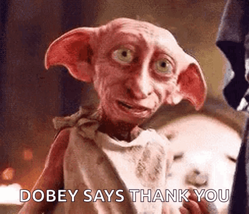 Dobby Is Free And Say Thank You GIF