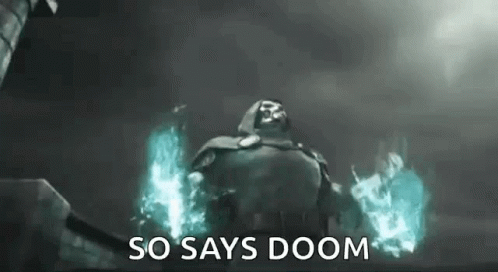 Doctor Doom Is Surrounded By Fire And Says `` So Says Doom '' In A Dark Room . GIF