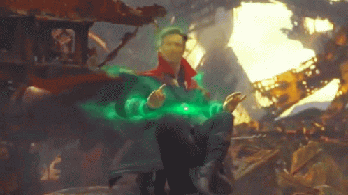 Doctor Strange Sitting Holding Green Glowing Object