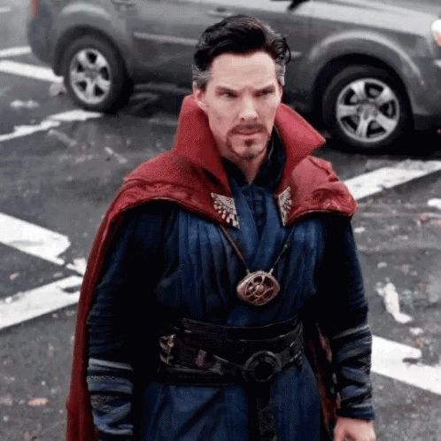 Doctor Strange Standing by Car in Parking Lot