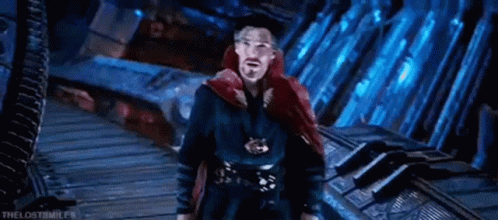 Doctor Strange With Blue Light and Red Cape