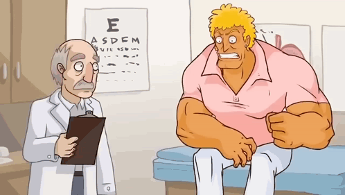 Doctor Talking to Patient in Front of Eye Chart