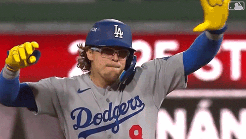Dodgers Baseball Player Holding Glove