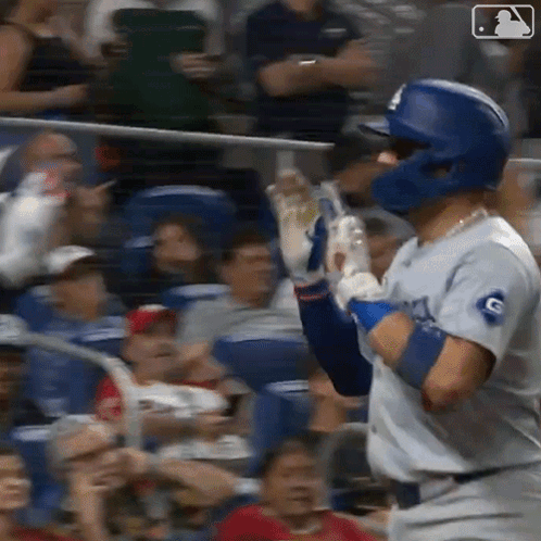 Dodgers Baseball Player In Front Of Crowd GIF