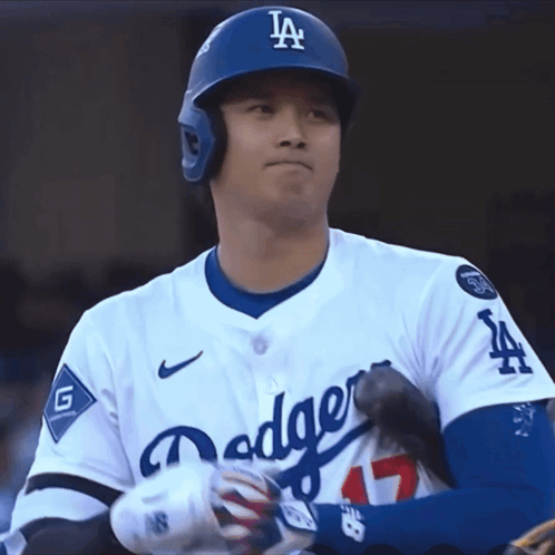 Dodgers Baseball Player in White and Blue