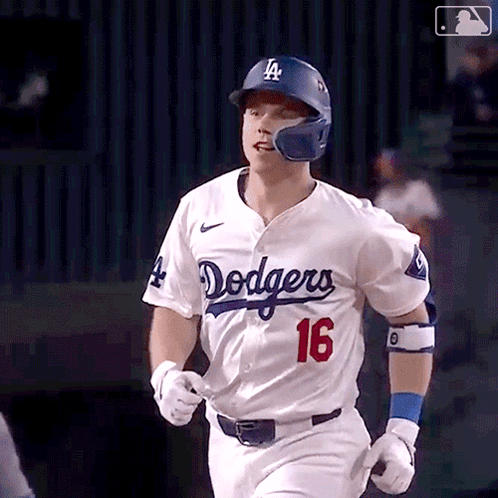 Dodgers Baseball Player Number 16 Running