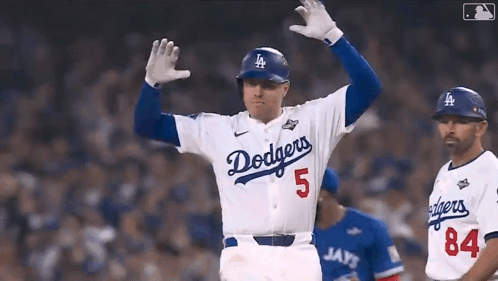 Dodgers Baseball Player Number 5 Waving Hands