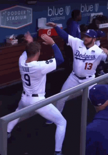 Dodgers Baseball Players High Fiving