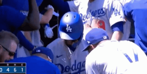 Dodgers Baseball Players Huddled