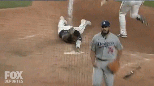 Dodgers Player Lying On Ground GIF