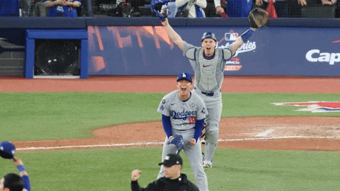 Dodgers Players Celebrating with Referee