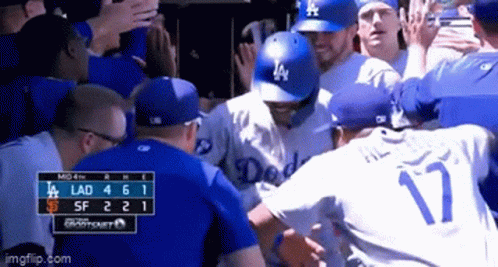 Dodgers Players Huddled Together