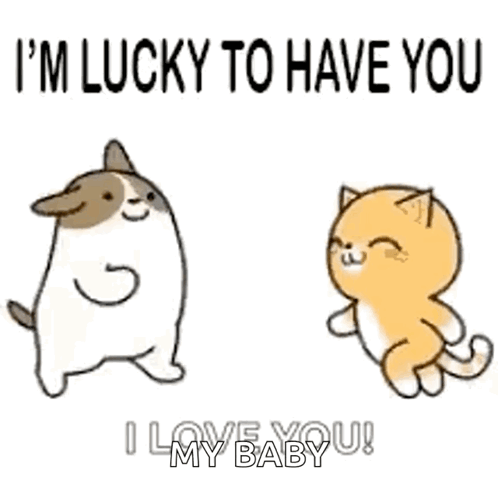 Dog and Cat Dancing Says I'm Lucky to Have You