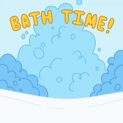 Dog And Cat's Bubble Bath Time GIF