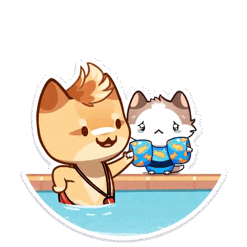 Dog And Cat Swimming Pool Scene