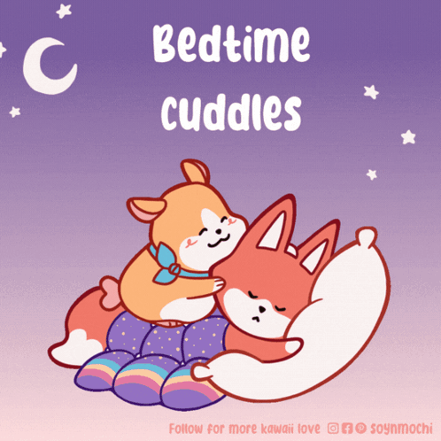 Dog and Fox Hugging Bedtime Cuddles