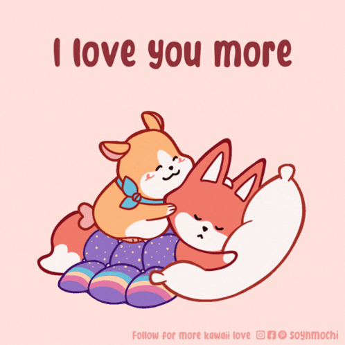 Dog and Fox Hugging I Love You More