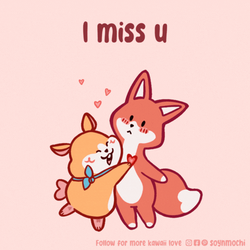 Dog And Fox Hugging I Miss U GIF