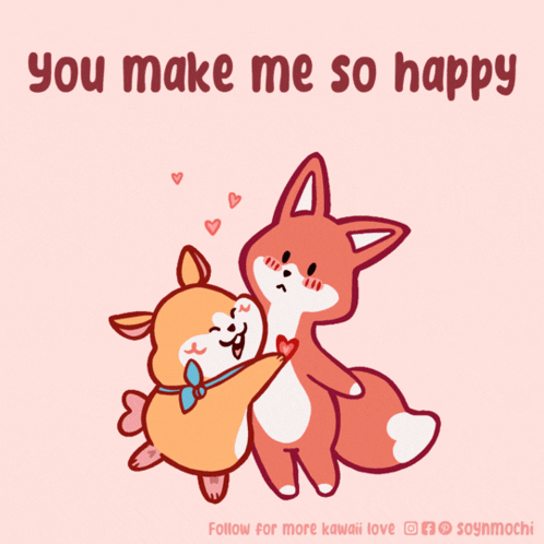 Dog And Fox Hugging You Make Me So Happy GIF