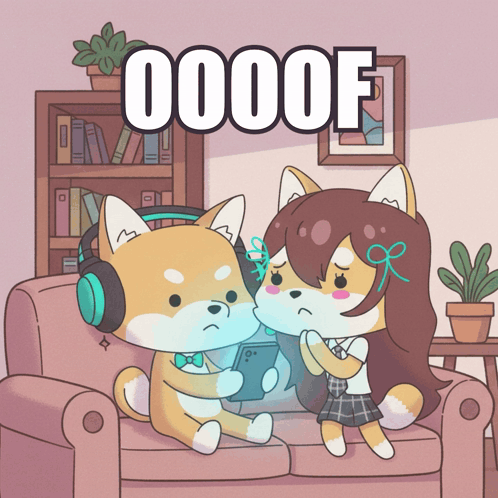 Dog and Girl Sitting on Couch Oooof
