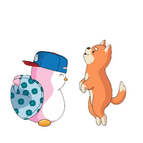 Dog and Penguin Standing Together