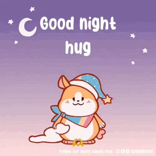Dog Cartoon Saying Good Night Hug GIF