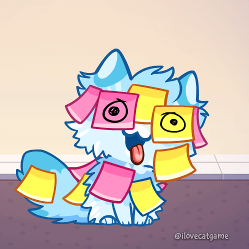 Dog Cartoon With Sticky Notes