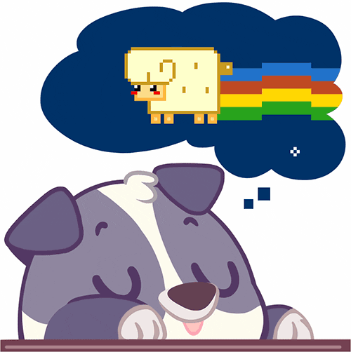 Dog Dreaming Of Lamb As Neon Cat GIF