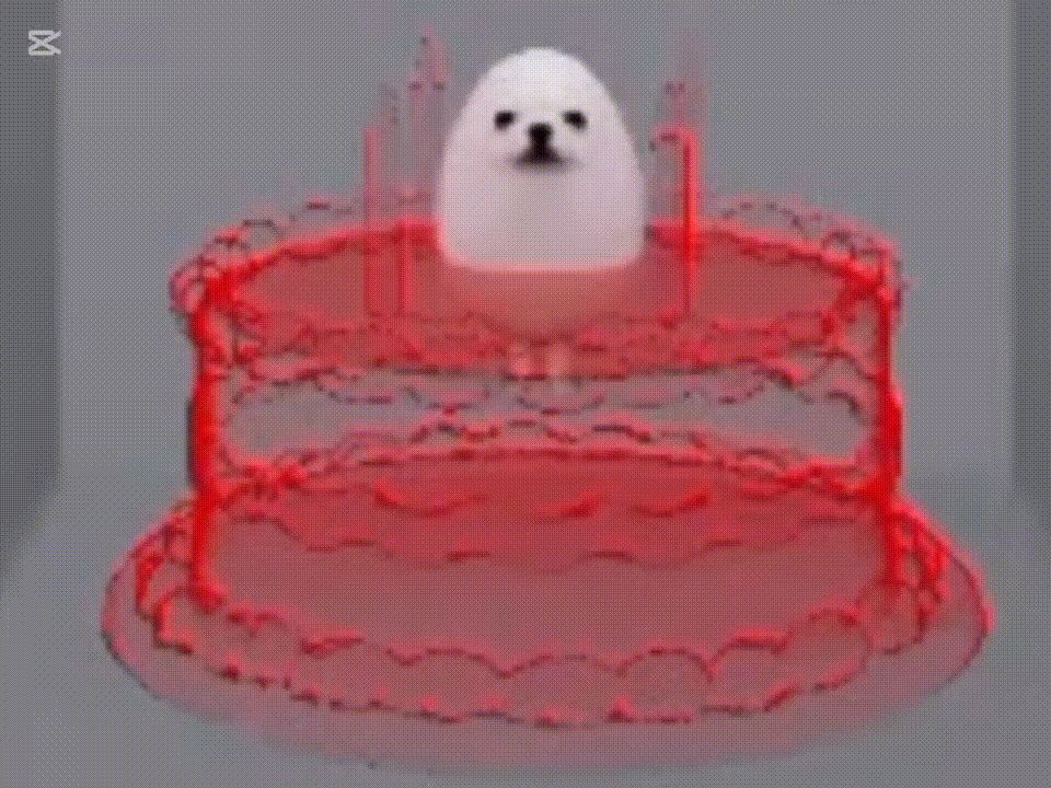 Dog Egg With Red Birthday Cake GIF
