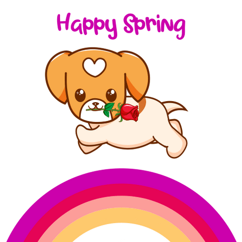 Dog Floating In The Rainbow Happy Spring GIF