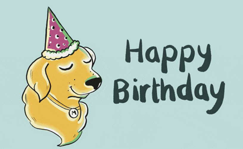 Dog Happy Birthday Golden Retriever Cartoon GIF