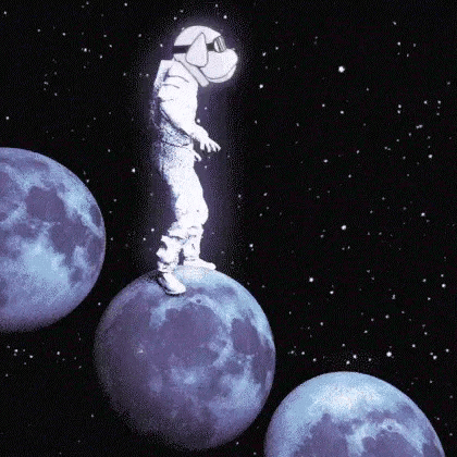 Dog-Headed Astronaut On Blue Moon