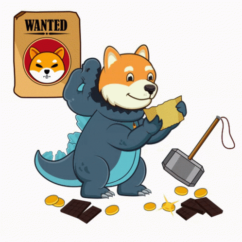 Dog Holding Hammer And Wanted Poster GIF