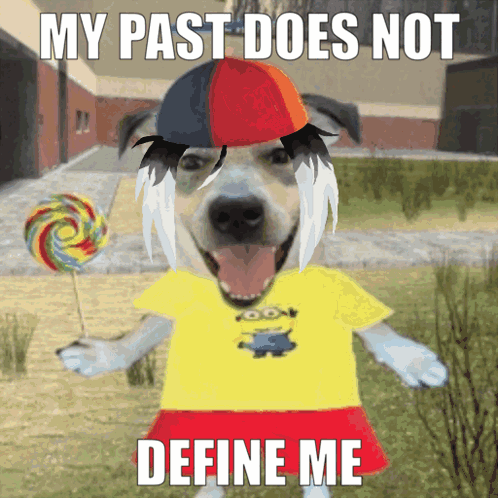 Dog Holding Lollipop Wearing Minions Shirt