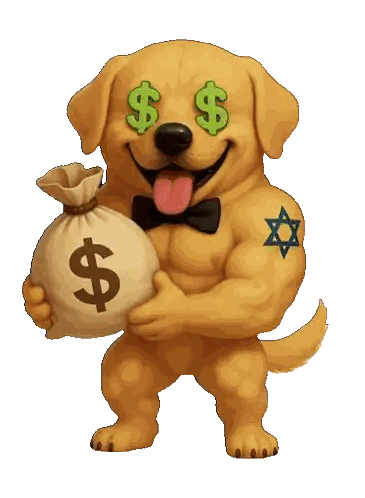 Dog Holding Money With Dollar Signs